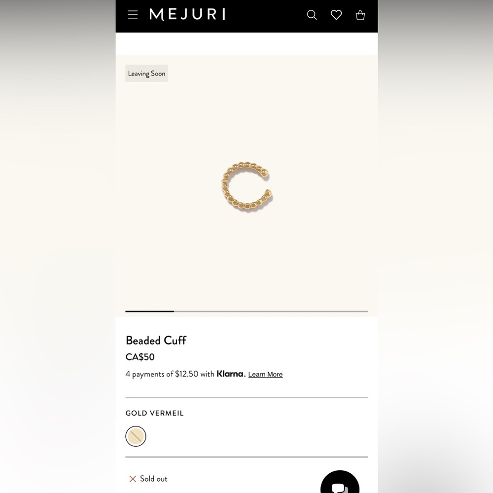 NWOT Mejuri Ear Cuff